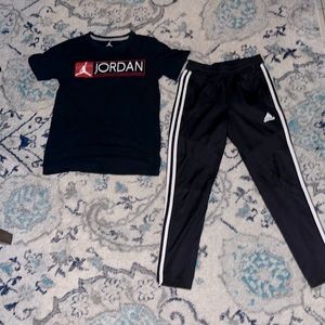 New Jordan shirt and new adidas jogger/pants